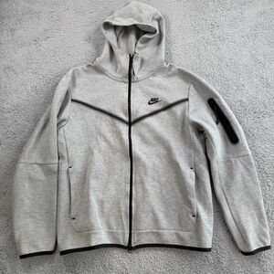 Nike Hoodie Mens L Grey Tech Fleece Hoodie Full Zip